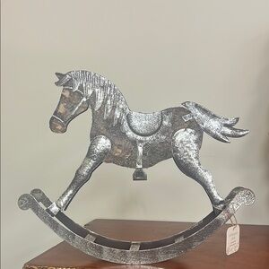 Silver Rocking Horse Decor